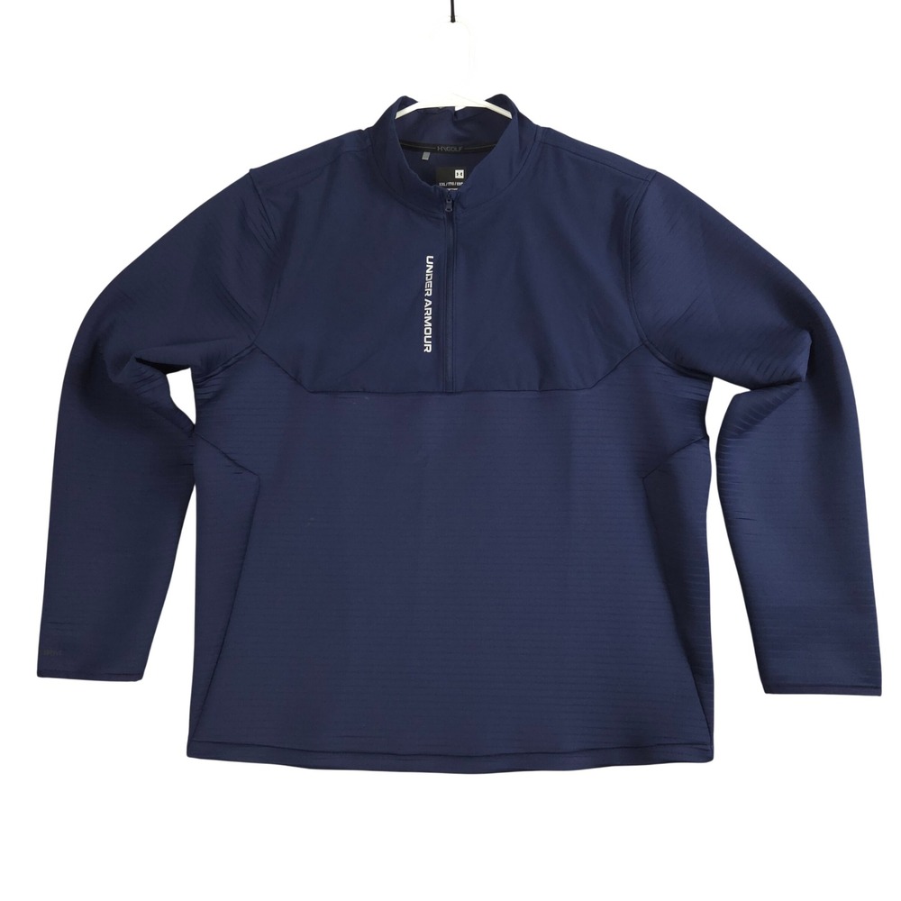 Under Armour 1/4 Zip Pullover Mens XXL Navy Blue Excellent UA Golf Sweatshirt